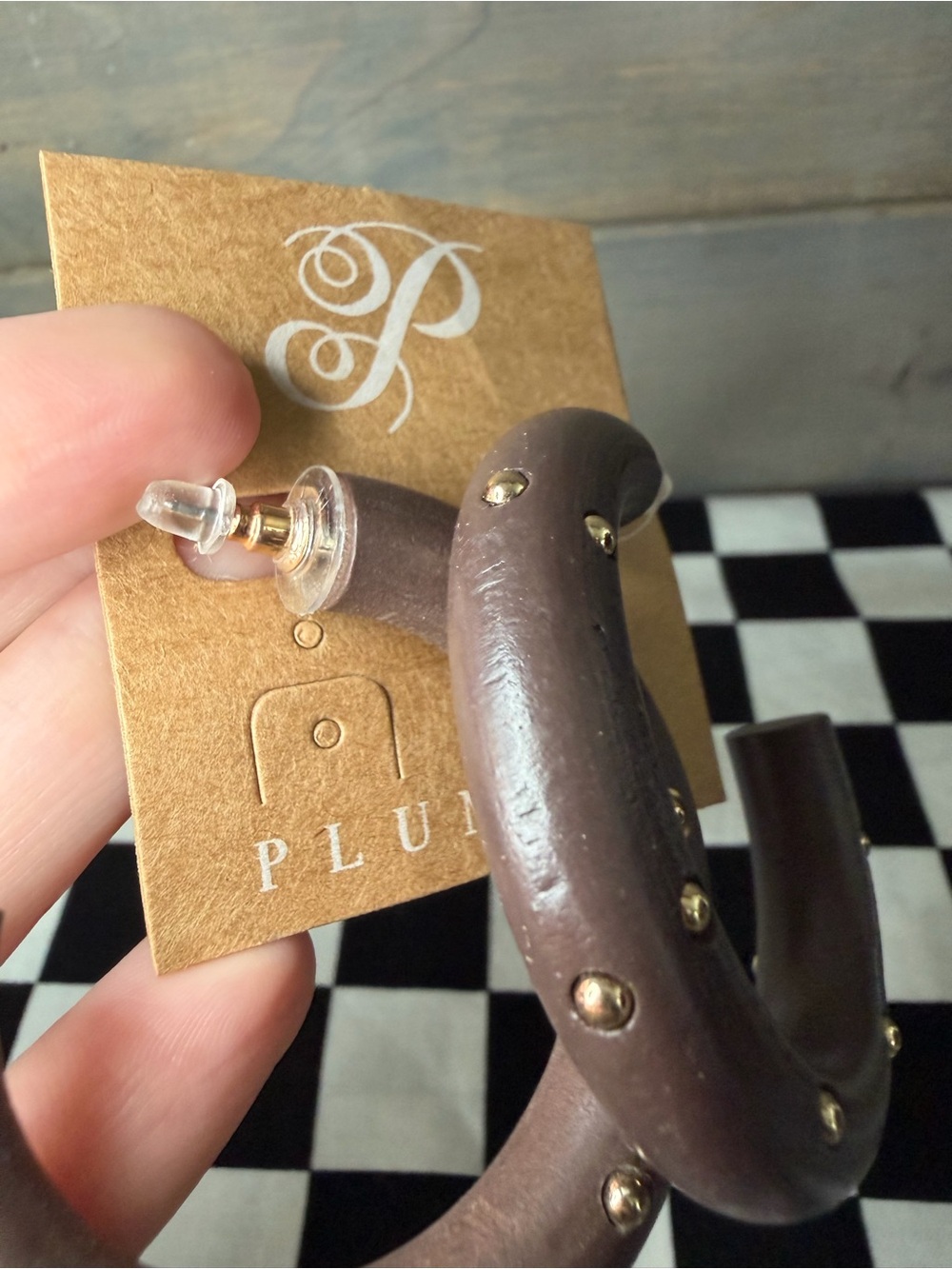 3/$10 Plunder Wood Hoop Earrings - Picture 2 of 3